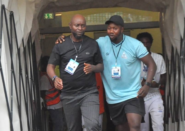 Rivers United coaches, Finidi George and Yemi Olanrewaju